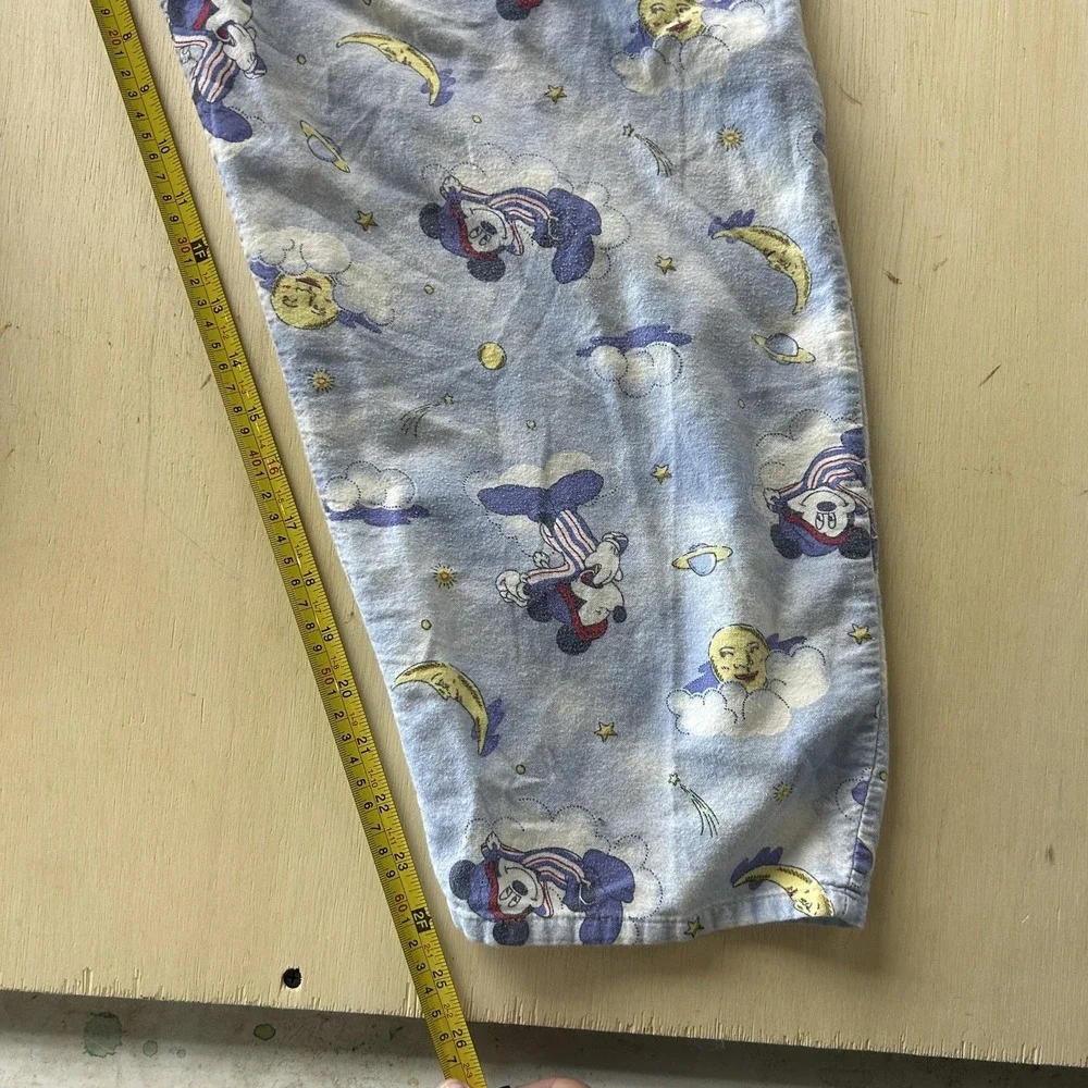 Vintage Disney Mickey Mouse Pajama Pants Size Large Blue Flannel Sleep Lounge - Picture 5 of 9